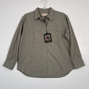 Filson Womens Field Chamois Shirt XL Desert Sage Green Cotton Button Up 20289094